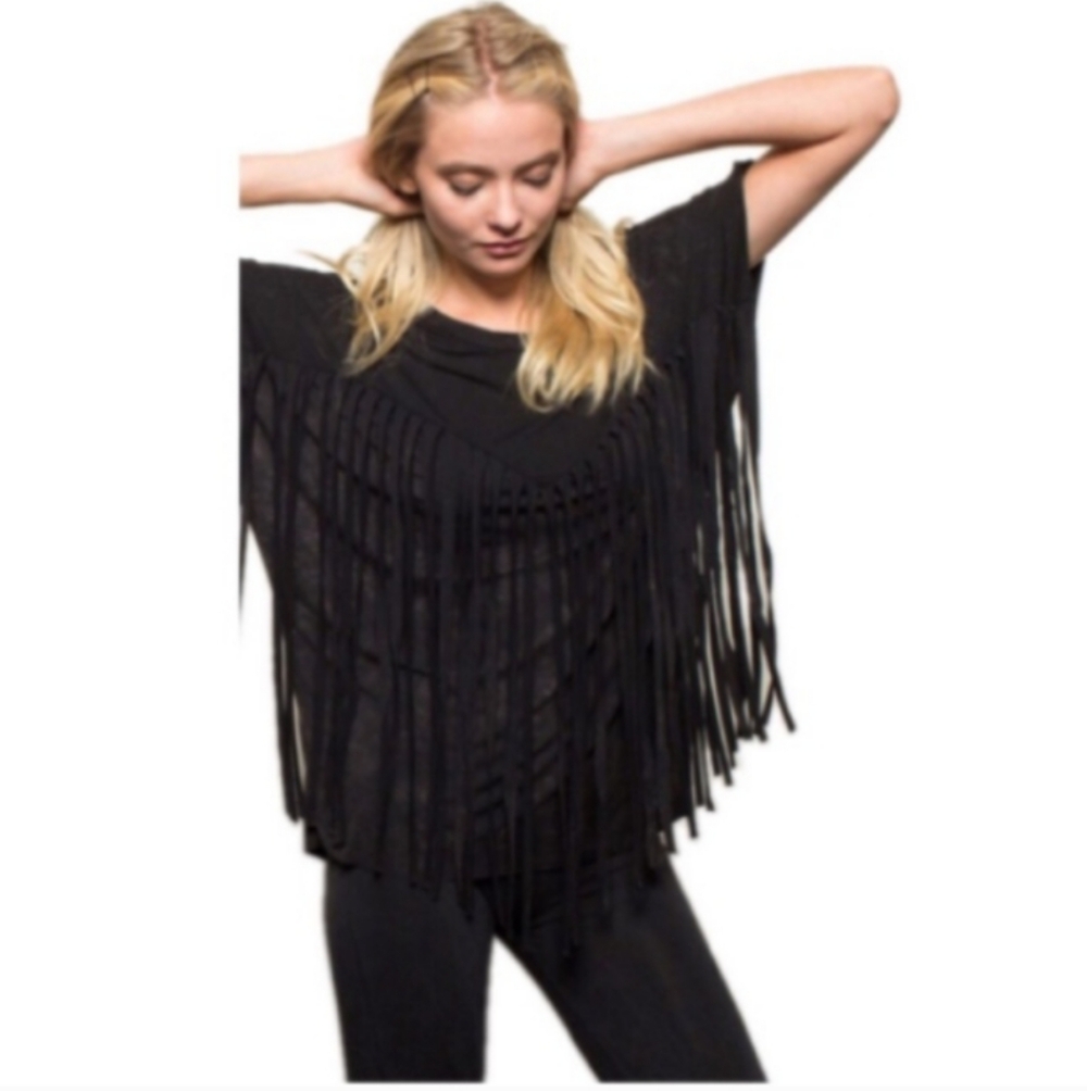 Black POL Bohemian Fringe Black Mineral Wash Medium